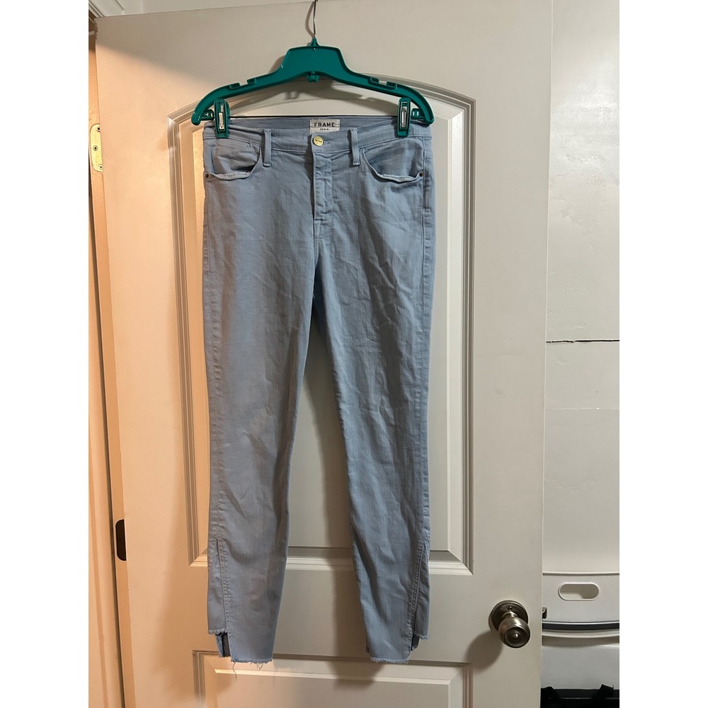 FRAME Le High Skinny Jeans Light Wash Distressed Hem Women's Size 29